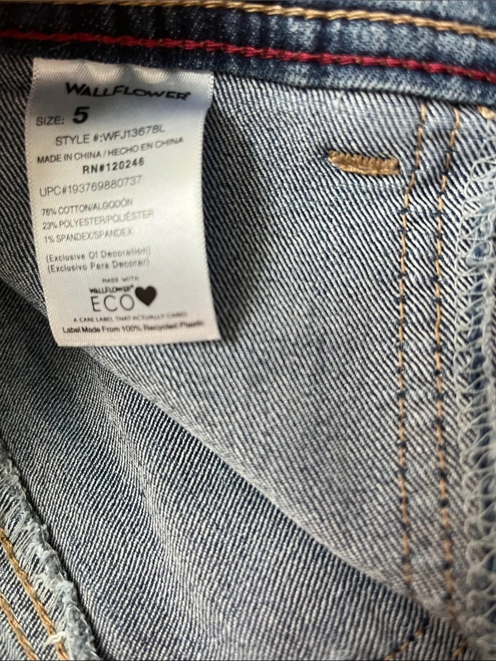 Wallflower Button-Front High-Rise Denim Shorts - Blue Wash - Picture 3 of 4